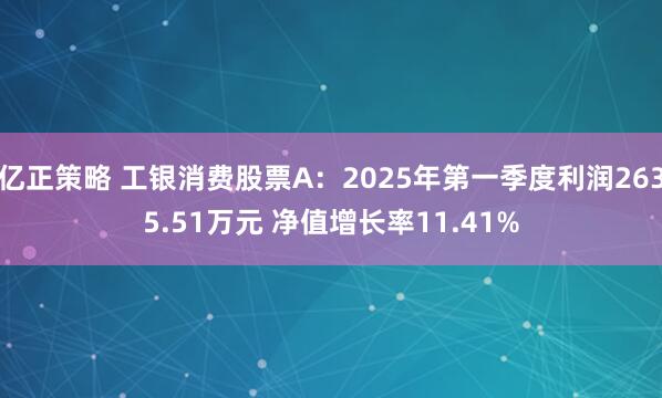亿正策略 工银消费股票A：2025年第一季度利润2635.51万元 净值增长率11.41%