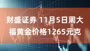 财盛证券 11月5日周大福黄金价格1265元克